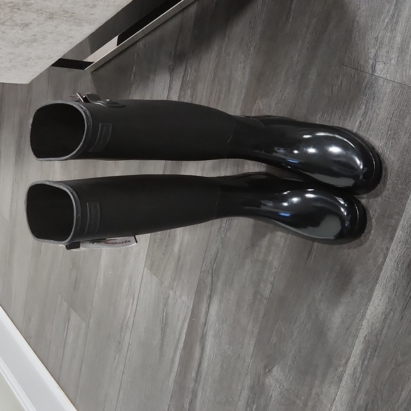 HUNTER Refined Tall Gloss Duo Boots Size 8 - Picture 6 of 8